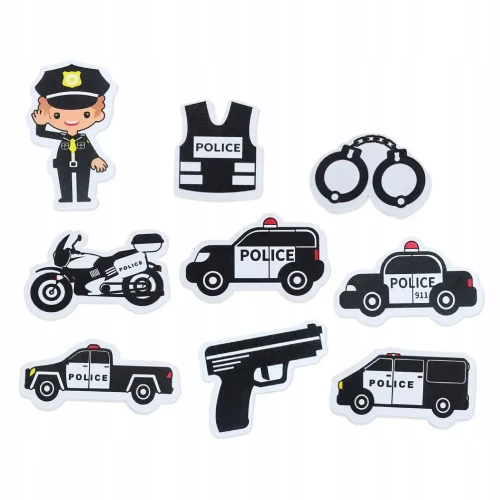 Piankowe Naklejki do Wanny Policja – 9 elementów do Kreatywnej Kąpieli od 3+