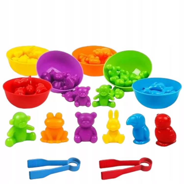 Figurki Zwierzątka Sorter Montessori do Nauki Liczenia i Kolorów 36 elementów od 3+