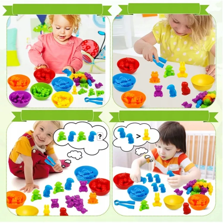 Figurki Zwierzątka Sorter Montessori do Nauki Liczenia i Kolorów 36 elementów od 3+