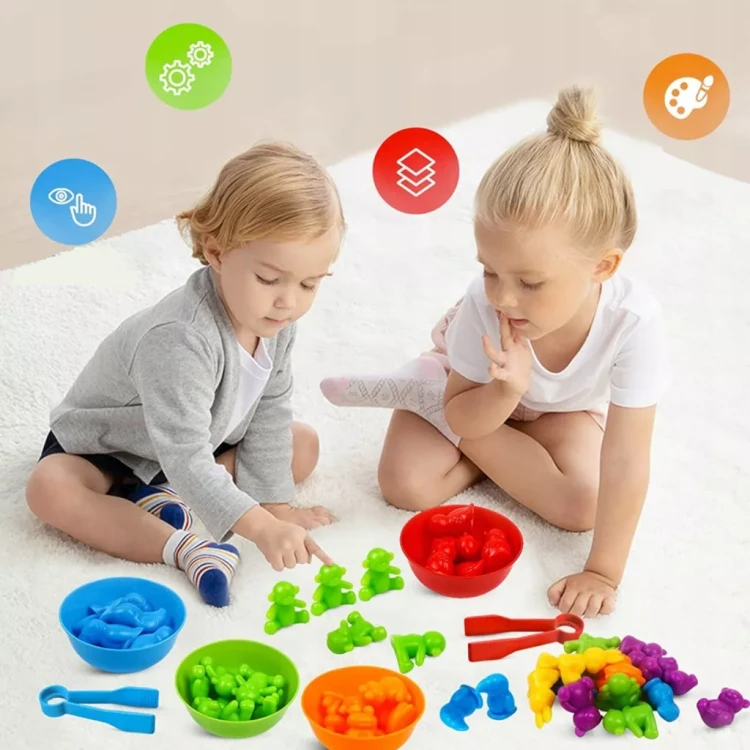 Figurki Zwierzątka Sorter Montessori do Nauki Liczenia i Kolorów 36 elementów od 3+
