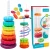 Tęczowa Wieża Rainbow Tower 40 cm – Edukacyjna Piramida Sensoryczna Montessori