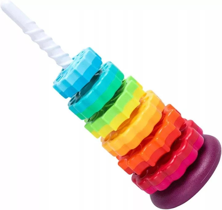 Tęczowa Wieża Rainbow Tower 40 cm – Edukacyjna Piramida Sensoryczna Montessori