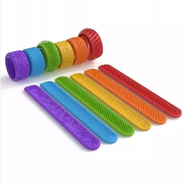 Zestaw 6 Elastycznych Bransoletek Sensorycznych – Silikonowe Opaski Antystresowe typu Fidget