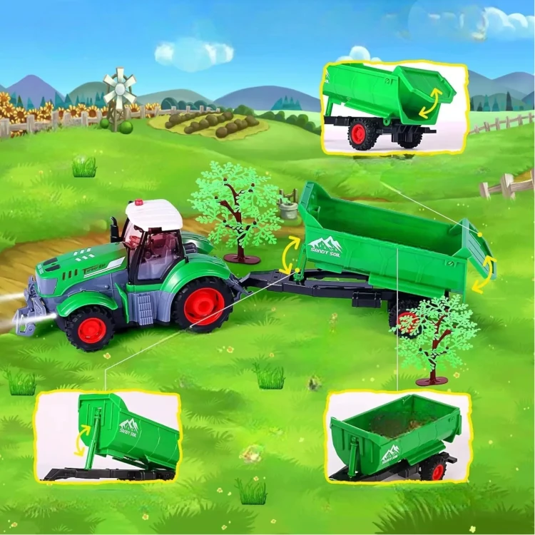 Zdalnie Sterowany Traktor z Przyczepą 9877-14 – Twoja Własna Farma