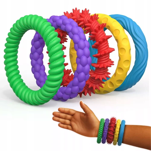 Zestaw 5 Bransoletek Sensorycznych Antystresowych – Silikonowe Opaski Fidget SI