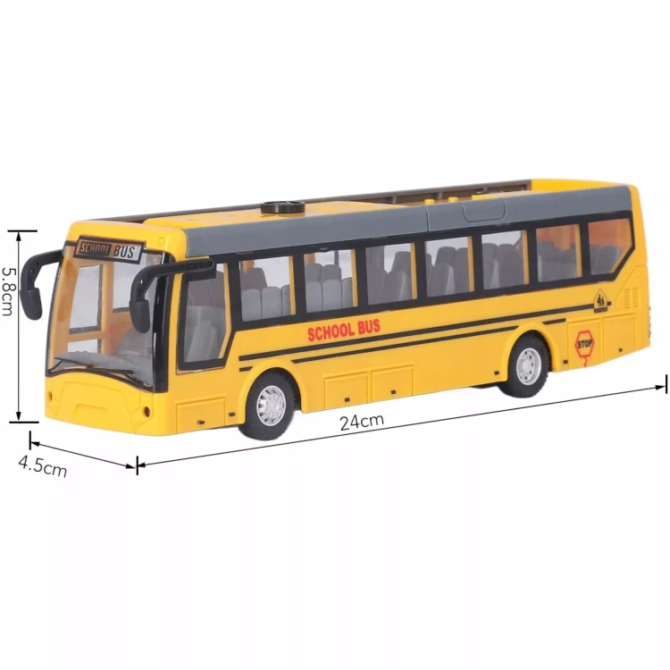 Szkolny Autobus Zdalnie Sterowany (Skala 1:32) – Żółty Bus z Pilotem i Światłami LED