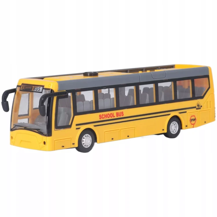 Szkolny Autobus Zdalnie Sterowany (Skala 1:32) – Żółty Bus z Pilotem i Światłami LED