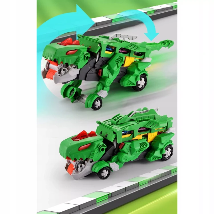 Interaktywna Ciężarówka Dinozaur T-Rex 2w1 – Transmisyjny Transporter z Wyrzutnią i Zjeżdżalnią