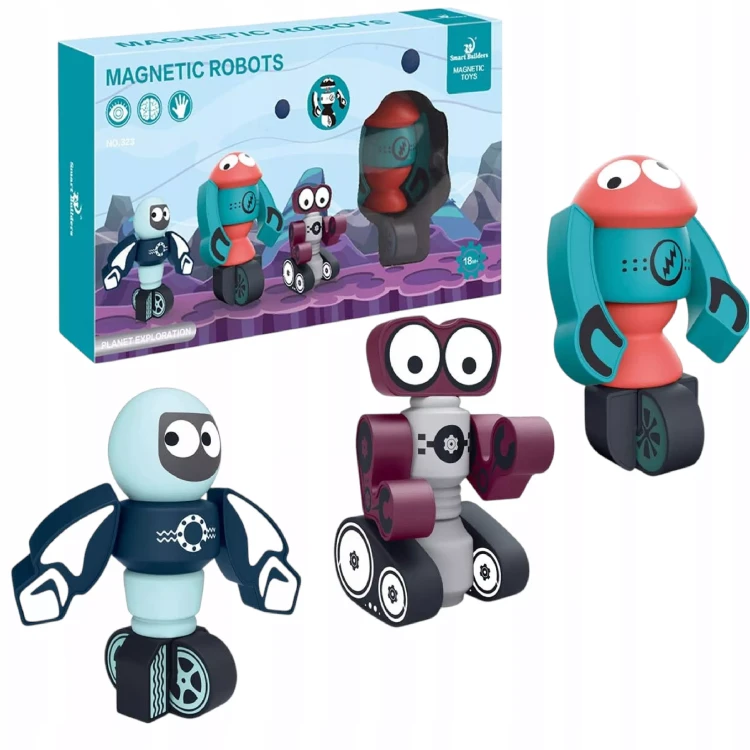 Magnetyczne Klocki Kosmiczne Roboty DIY – Kreatywny Zestaw Konstrukcyjny (21 Elementów)