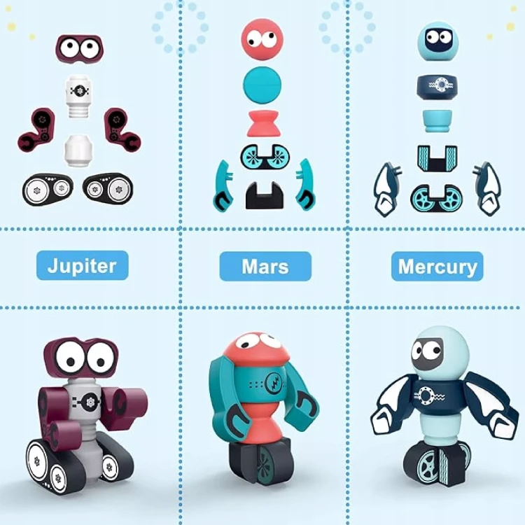Magnetyczne Klocki Kosmiczne Roboty DIY – Kreatywny Zestaw Konstrukcyjny (21 Elementów)
