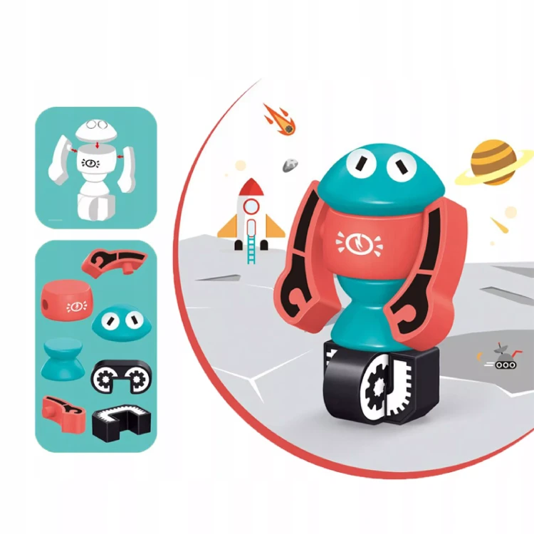 Magnetyczne Klocki Kosmiczne Roboty DIY – Kreatywny Zestaw Konstrukcyjny (21 Elementów)