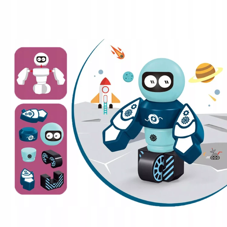 Magnetyczne Klocki Kosmiczne Roboty DIY – Kreatywny Zestaw Konstrukcyjny (21 Elementów)