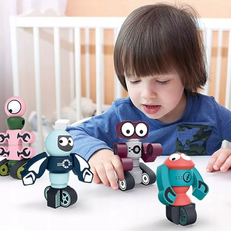 Magnetyczne Klocki Kosmiczne Roboty DIY – Kreatywny Zestaw Konstrukcyjny (21 Elementów)