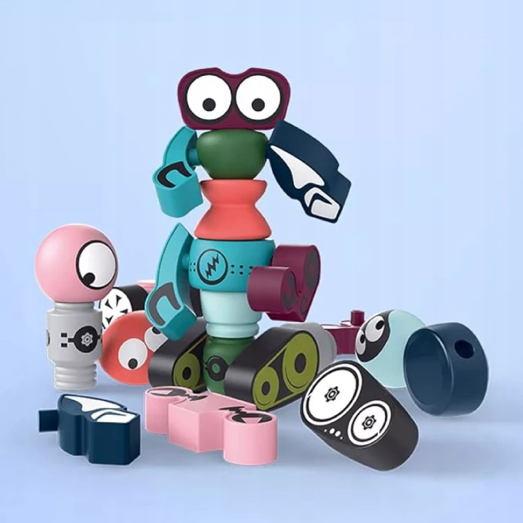 Magnetyczne Klocki Kosmiczne Roboty DIY – Kreatywny Zestaw Konstrukcyjny (21 Elementów)
