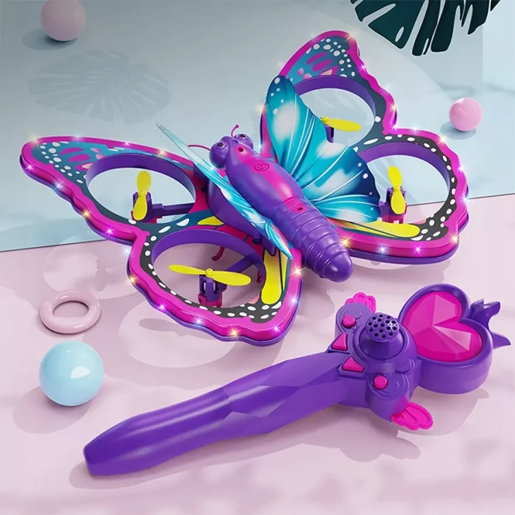 Zdalnie sterowany fioletowy motyl RC latający pilot różdżka mini dron