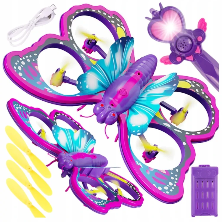 Zdalnie sterowany fioletowy motyl RC latający pilot różdżka mini dron