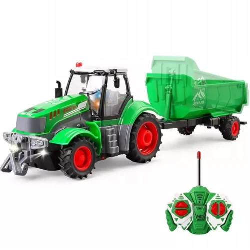 Zdalnie Sterowany Duży Traktor z Przyczepą na Akumulator R/C (Skala 1:24)