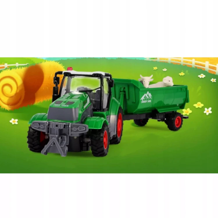 Zdalnie Sterowany Duży Traktor z Przyczepą na Akumulator R/C (Skala 1:24)
