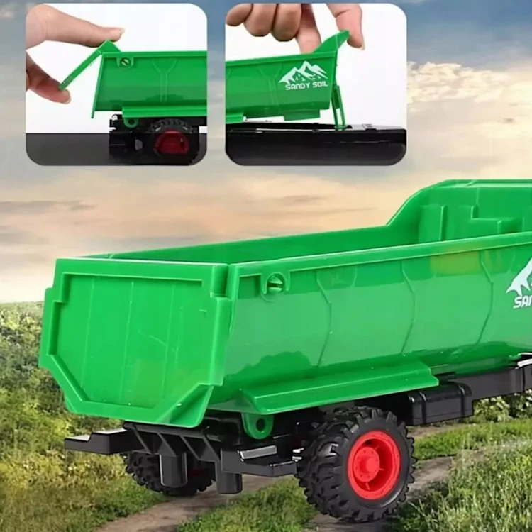 Zdalnie Sterowany Duży Traktor z Przyczepą na Akumulator R/C (Skala 1:24)