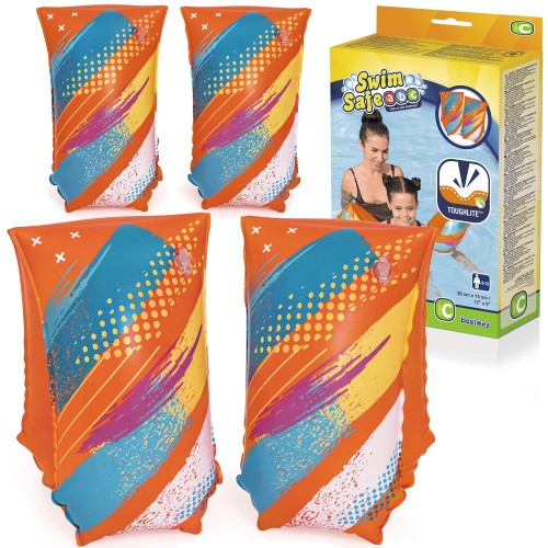 Dmuchane Rękawki do Pływania Bestway ToughLite™ L/XL – Pomarańczowe Motylki (30 x 15 cm)