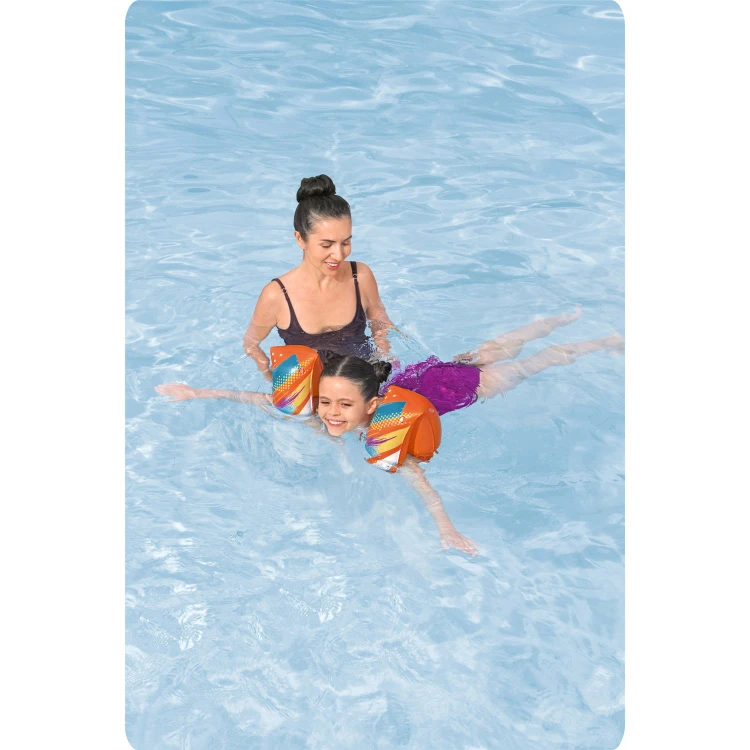 Dmuchane Rękawki do Pływania Bestway ToughLite™ L/XL – Pomarańczowe Motylki (30 x 15 cm)