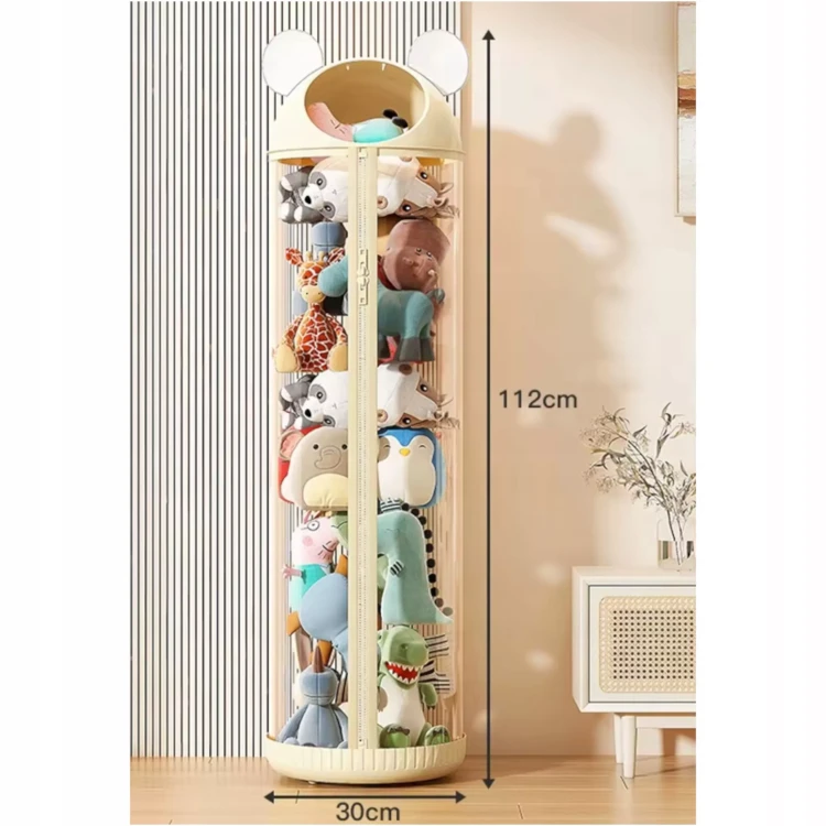 Pionowy Organizer Tubowy na Pluszaki i Maskotki – Różowy Cylinder (112 cm) - żółty