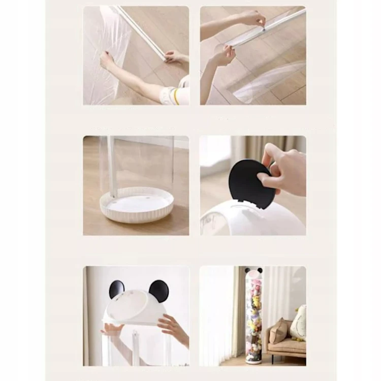 Pionowy Organizer Tubowy na Pluszaki i Maskotki – Różowy Cylinder (112 cm) - żółty