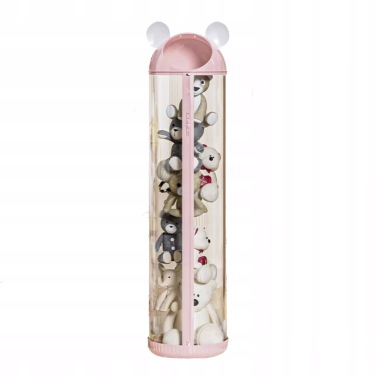 Pionowy Organizer Tubowy na Pluszaki i Maskotki – Różowy Cylinder (112 cm) - różowy