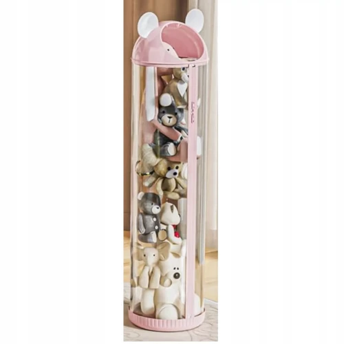Pionowy Organizer Tubowy na Pluszaki i Maskotki – Różowy Cylinder (112 cm) - różowy