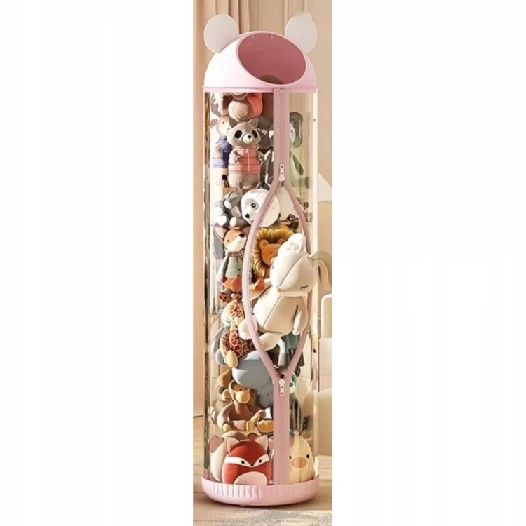 Pionowy Organizer Tubowy na Pluszaki i Maskotki – Różowy Cylinder (112 cm) - różowy