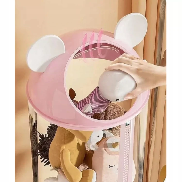 Pionowy Organizer Tubowy na Pluszaki i Maskotki – Różowy Cylinder (112 cm) - różowy