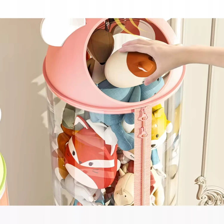 Pionowy Organizer Tubowy na Pluszaki i Maskotki – Różowy Cylinder (112 cm) - różowy