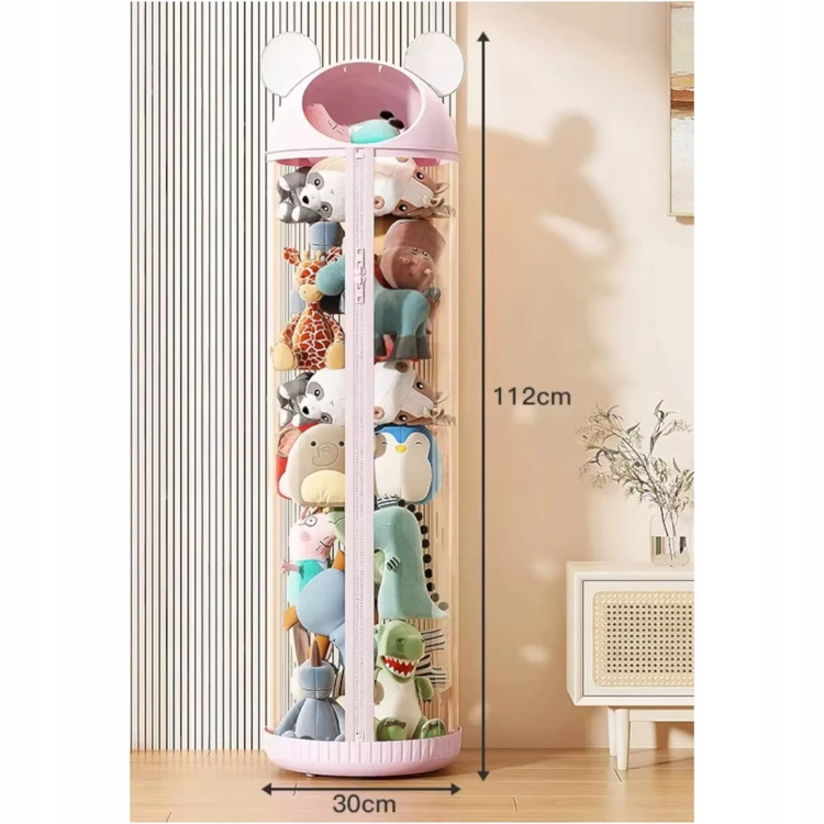Pionowy Organizer Tubowy na Pluszaki i Maskotki – Różowy Cylinder (112 cm) - różowy