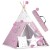 Indiański Namiot Tipi dla Dzieci Nukido – Bawełniany Wigwam z Matą i Akcesoriami 120 x 120 x 165 cm - różowy w gwiazdki