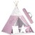 Indiański Namiot Tipi dla Dzieci Nukido – Bawełniany Wigwam z Matą i Akcesoriami 120 x 120 x 165 cm - różowy w gwiazdki