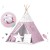 Indiański Namiot Tipi dla Dzieci Nukido – Bawełniany Wigwam z Matą i Akcesoriami 120 x 120 x 165 cm - różowy w gwiazdki
