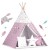 Indiański Namiot Tipi dla Dzieci Nukido – Bawełniany Wigwam z Matą i Akcesoriami 120 x 120 x 165 cm - różowy w gwiazdki