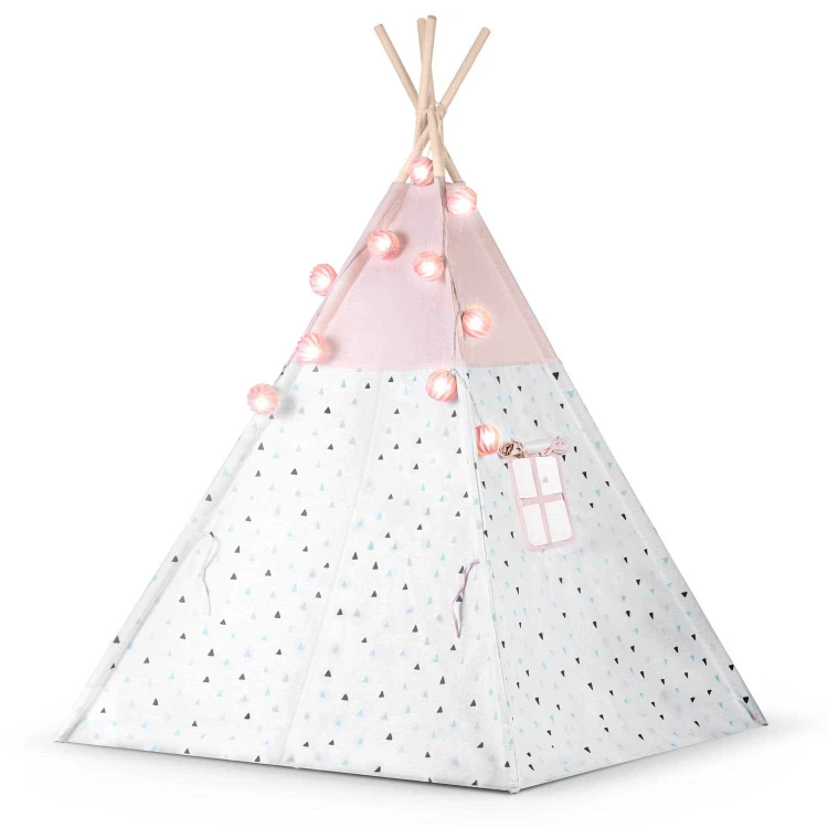 Indiański Namiot Tipi dla Dzieci Nukido – Bawełniany Wigwam z Matą i Akcesoriami 120 x 120 x 165 cm - różowy