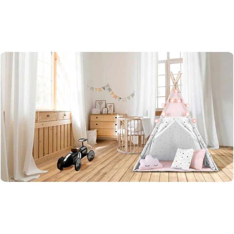 Indiański Namiot Tipi dla Dzieci Nukido – Bawełniany Wigwam z Matą i Akcesoriami 120 x 120 x 165 cm - różowy