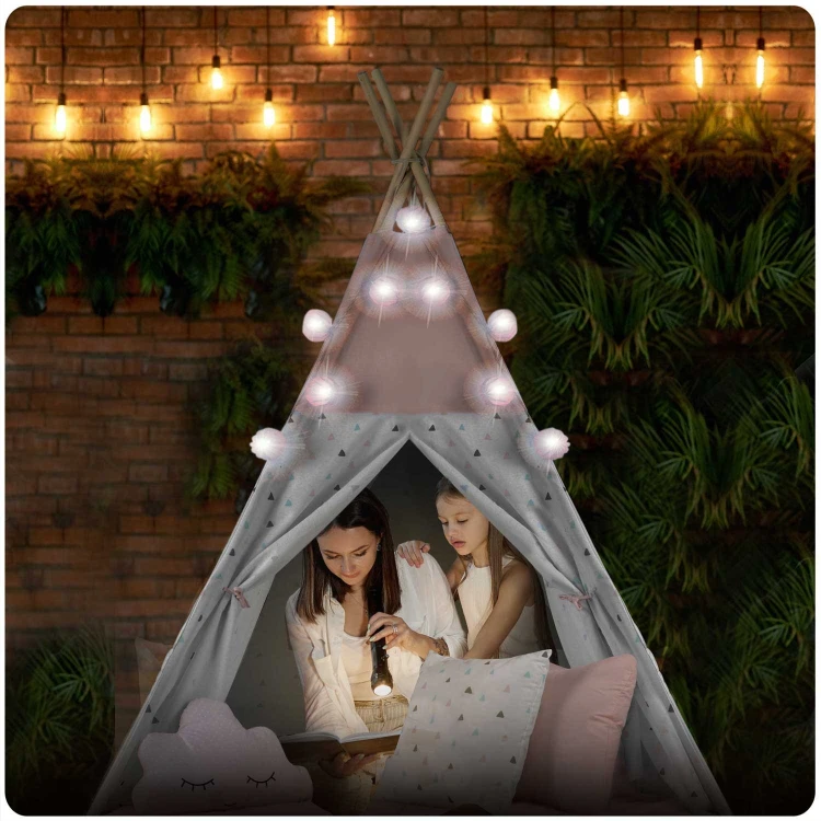 Indiański Namiot Tipi dla Dzieci Nukido – Bawełniany Wigwam z Matą i Akcesoriami 120 x 120 x 165 cm - różowy