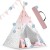 Indiański Namiot Tipi dla Dzieci Nukido – Bawełniany Wigwam z Matą i Akcesoriami 120 x 120 x 165 cm - różowy
