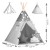 Indiański Namiot Tipi dla Dzieci Nukido – Bawełniany Wigwam z Matą i Akcesoriami 120 x 120 x 165 cm - szary w gwiazdki