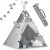 Indiański Namiot Tipi dla Dzieci Nukido – Bawełniany Wigwam z Matą i Akcesoriami 120 x 120 x 165 cm - szary w gwiazdki