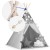 Indiański Namiot Tipi dla Dzieci Nukido – Bawełniany Wigwam z Matą i Akcesoriami 120 x 120 x 165 cm - szary w gwiazdki