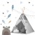 Indiański Namiot Tipi dla Dzieci Nukido – Bawełniany Wigwam z Matą i Akcesoriami 120 x 120 x 165 cm - szary w gwiazdki
