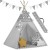 Indiański Namiot Tipi dla Dzieci – Bawełniany Wigwam z Matą i Akcesoriami 120 x 120 x 165 cm - szary