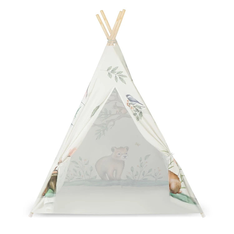 Indiański Namiot Tipi dla Dzieci Nukido – Designerski Wigwam ze Stabilizatorem 114 × 114 × 165 cm - beżowy