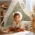 Indiański Namiot Tipi dla Dzieci Nukido – Designerski Wigwam ze Stabilizatorem 114 × 114 × 165 cm - beżowy
