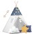 Indiański Namiot Tipi dla Dzieci – Bawełniany Wigwam z Matą i Zestawem 3 Poduszek 120 x 120 x 165 cm - granatowy