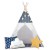 Indiański Namiot Tipi dla Dzieci – Bawełniany Wigwam z Matą i Zestawem 3 Poduszek 120 x 120 x 165 cm - granatowy